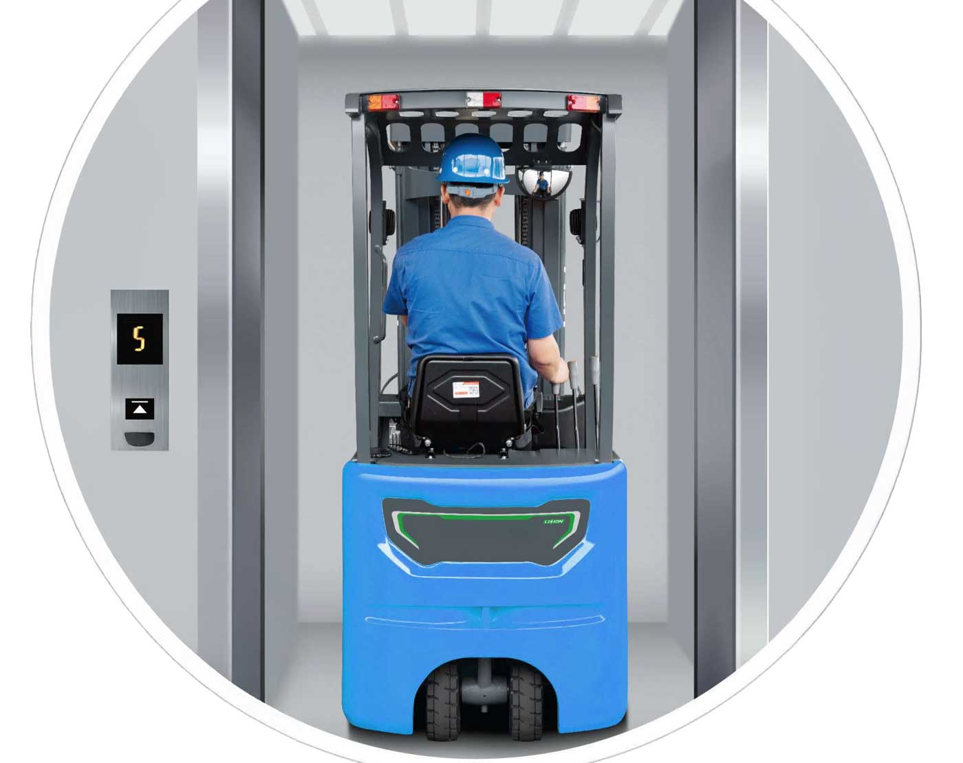 elevator 1c CPD12SQ-A1LiH4, Carrello elevatore elettrico a 3 ruote 1.200 kg, montante triplex, cabina aperta