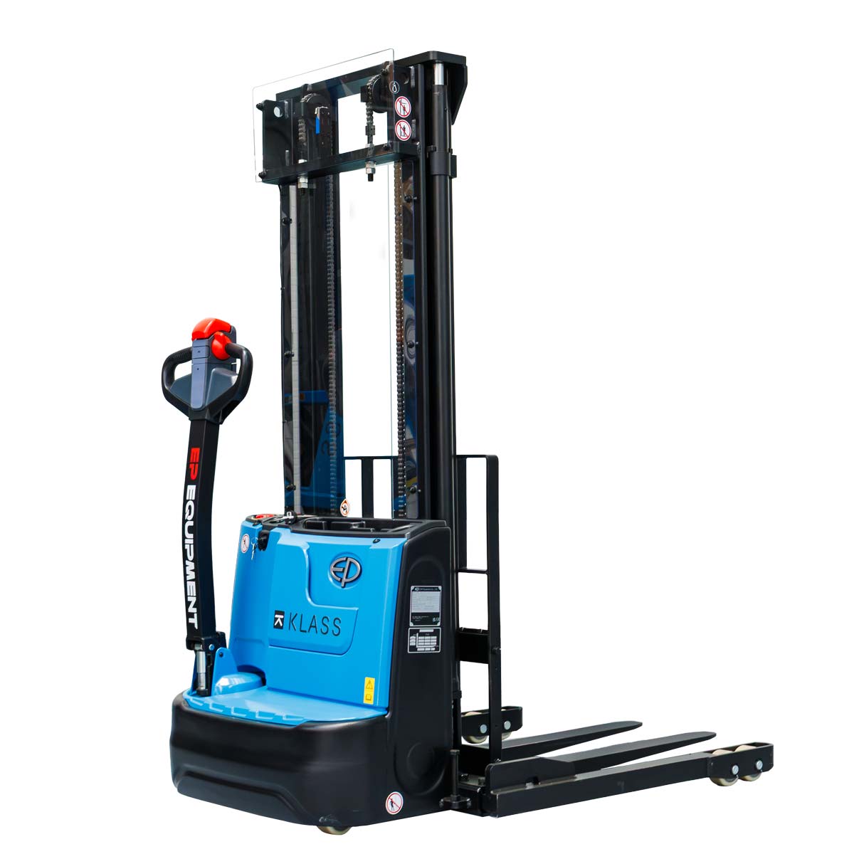 ESA121-D, Stivuitor electric pietonal 1.200 kg, furci si picioare reglabile, ridicare 2.980 mm, Baterie AGM 24V/105Ah Incarcator integrat 24V/10Ah
